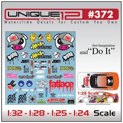 1x JDM Style Water Slide Decal White Toner 1/24 -1/28 RC Model Dicast Hot!!!#372 - Image 1 of 4