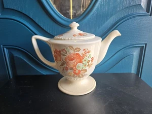 Vintage 1946 Homer Laughlin Ceramic Teapot w Exquisite Orange Poppy Print - Picture 1 of 24
