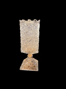 1880er EAPG GÄNSEBLÜMCHEN UND KNOPF STUFENSOCKEL KLARGLAS SELLERIE VASE 8,25 ZOLL UNBEKANNT - Bild 1 von 4