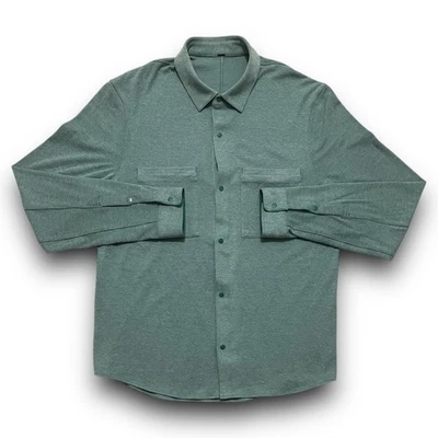 LULULEMON МУЖСКАЯ МЯГКАЯ ВЯЗАНАЯ ВЕРХНЯЯ ЮБКА M3CZMS ЗЕЛЕНАЯ КНОПКА БОЛЬШОЙ - Изображение 1 из 4