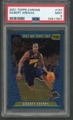 2001-02 Topps Chrome Gilbert Arenas #157 PSA 9 MINT RC ROOKIE - Image 1 of 2