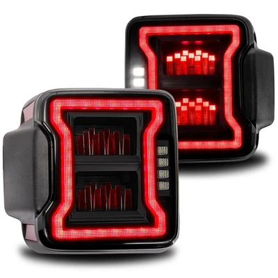 Par de luces traseras LED ahumadas para Jeep Wrangler JL JLU 2018-2025 con punto ciego LED Foto 1 de 4