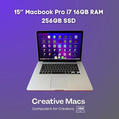 Apple MacBook Pro 15" - 16GB RAM - 256GB SSD - i7 - NEW BATTERY - Logic + More! - Image 1 of 4