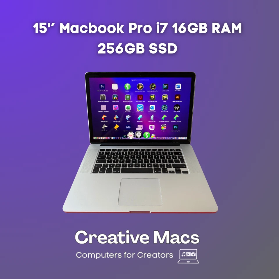 Apple MacBook Pro 15" - 16GB RAM - 256GB SSD - i7 - NEW BATTERY - Logic + More! - Image 1 of 4