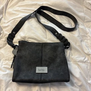 Nicole Miller Faux Suede Crossbody Dark Gray - Picture 1 of 13