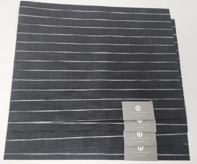 Hotel Collection Striped Place Mat 19x14 in, Set of 4, Black - Image 1 of 4