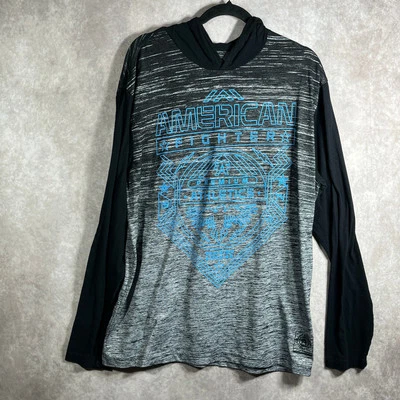 American Fighter Hoodie Shirt Mens Size 2XL Gray Black Graphic Print Long Sleeve - Image 1 of 4