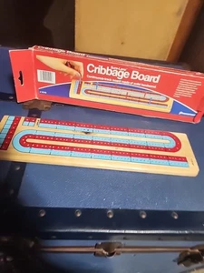 Sure-Lane Holz Cribbage Board Pressman Cont Track #1010 2-4 Spieler 1983 - Bild 1 von 7