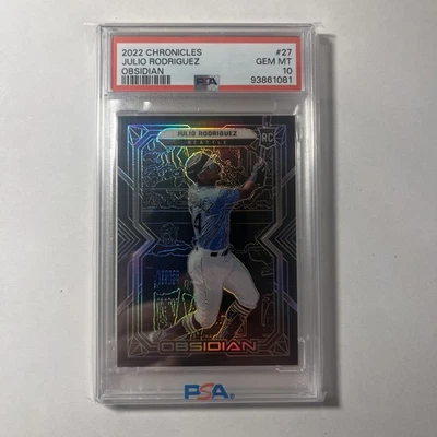 2022 PANINI CHRONICLES OBSIDIAN OBSIDIAN 27 JULIO RODRIGUEZ PSA 10 - Image 1 of 2