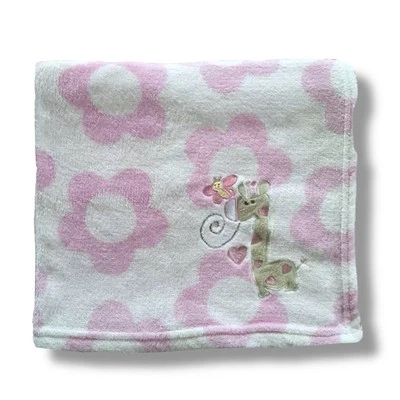 Snugly Baby Blanket Pink Flower Giraffe Butterfly Floral - Image 1 of 4