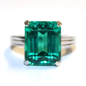 TOLLER RING 14 KT WEISSGOLD LABORGEFERTIGT SMARAGD - Bild 1 von 6