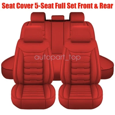 For Mercedes Benz A250 CLA PU Car 5-Seat Cover Front & Rear Cushion Pad Red - Image 1 of 4