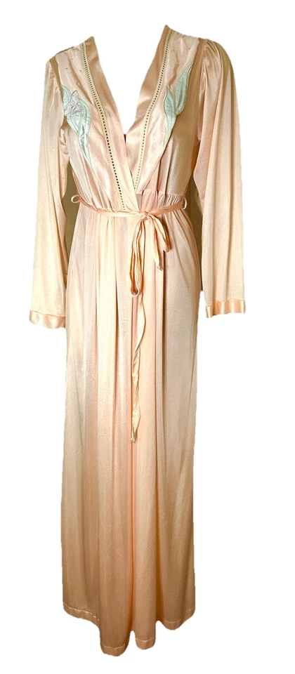 Camisón Vintage Gilead Rosa Peignoir Bata Bordada Apliques Nylon Pequeño Foto 1 de 4