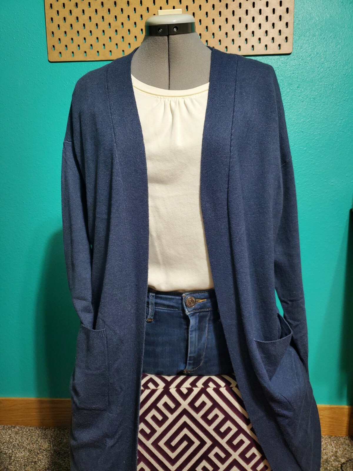 NWT Debut Blue Side Split Long Cardigan 