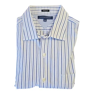 Tommy Hilfiger Striped Shirt -Button Up Shirt 17.5 32-33 Blue White 100% Cotton - Picture 1 of 8