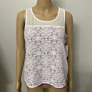 NWT Cynthia Steffe Crochet Lace Orchid White Isabel Elegant Blouse Top S Pull On - Picture 1 of 7