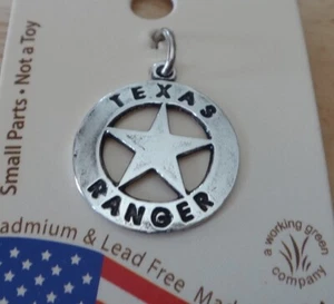 Plata Esterlina Pequeña 15 mm State dice Texas Ranger Insignia con Dije de Estrella - Imagen 1 de 12