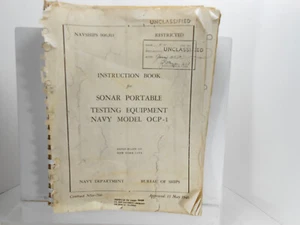 1946 SONAR PORTABLE TESTING EQUIPMENT Navy Model OCP-1 INSTRUCTION BOOK - Picture 1 of 3