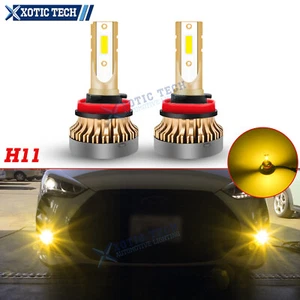2x JDM 3000K Golden Yellow 100W H11 H8 LED Driving Fog Light Bulbs For Hyundai - Picture 1 of 9