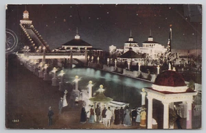 Denver CO White City Amusement Park At Night Colorado Postcard 1910's - Picture 1 of 5