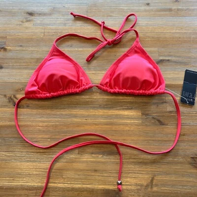 Top de bikini de cuerda de triángulo de entrada con acolchado extraíble rosa neón talla pequeña nuevo con etiquetas Foto 1 de 4