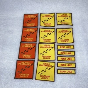 Vtg Girl Scout Patches Junior Volksmarsch Brownie Rend Lake, Lot of 15, Shagbark - Picture 1 of 3