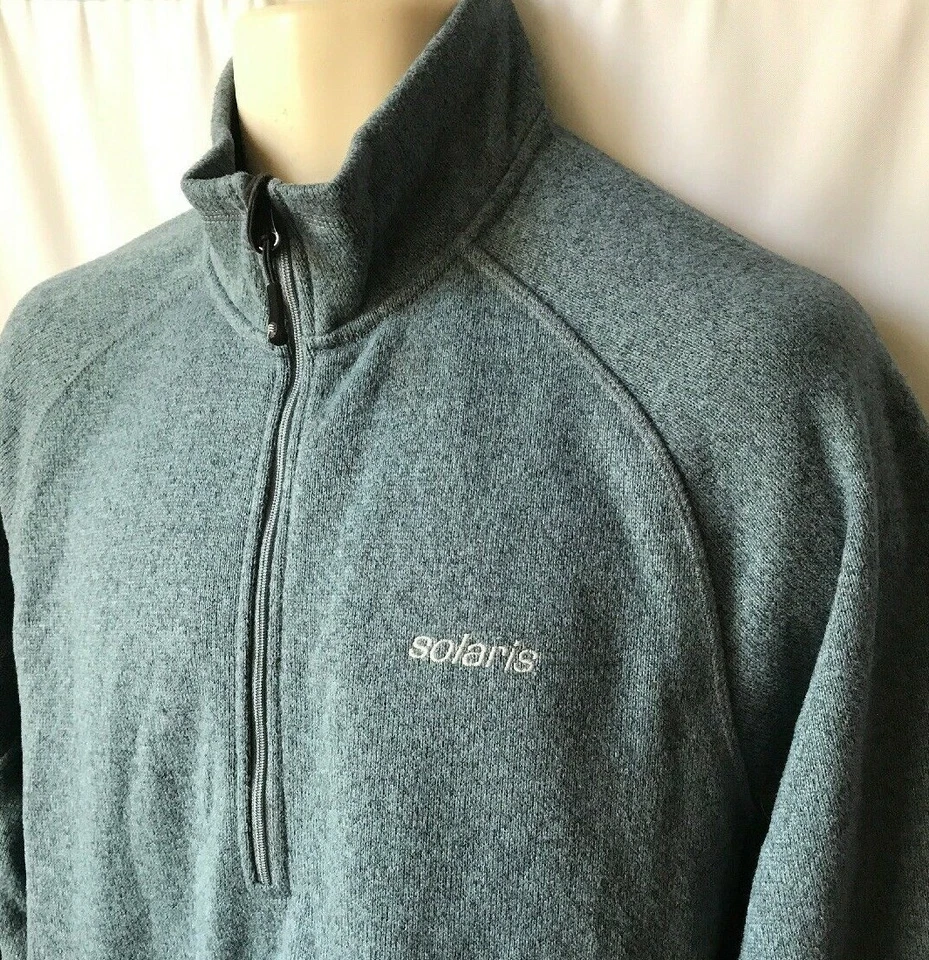 Solaris Anti Pill 1/2 Zip Fleece Pullover Sweater Heather Blue Size Medium - Image 1 of 4