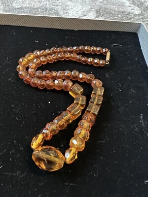 Antique Vintage Natural Baltic Amber & Glass Crystals Beaded  Necklace - Image 1 of 4