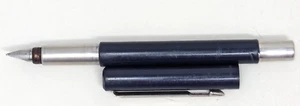 Vintage Parker Vector Navy Blue Chrome Stainless Steel Fountain Pen USA  - Picture 1 of 7