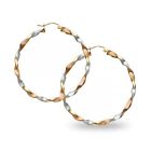 Curved Twisted Hoops 14k Yellow White Rose Gold Round Earrings French Lock