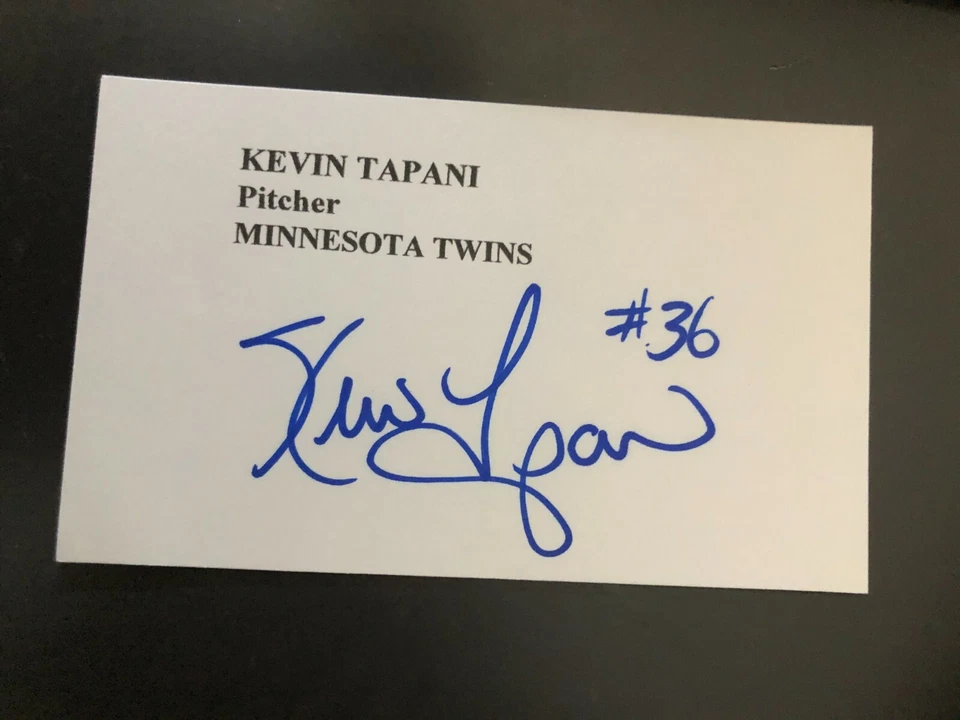 明尼苏达双城队凯文·塔帕尼亲笔签名 3x5 索引卡 — 第 1/1 张图片