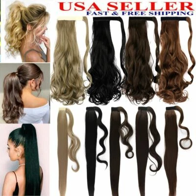 24inch Hair ponytail Clip In as Human Hair Extensions Wrap Around Pony Tail USA - Image 1 of 4