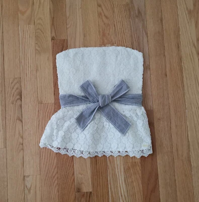 NWT Vintage Y2K Women Gilly Hicks A&F Strapless Top Blouse Bow Lace White Cotton - Image 1 of 4