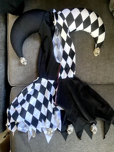 Bufón Malvado Halloween Disfraz Calaveras Niño XL Sombrero Camisa Pantalón Cinturón Arlequín - Imagen 1 de 10
