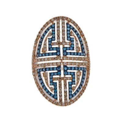 Rarities Sterling Silver Natural 1 ct Champagne, Blue Diamond Shield Ring Size 8 - Image 1 of 4