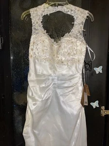 Beautiful Satin Ivory Bust Sequence NWT Light in the Box, Wedding Dress Size 6 - Picture 1 of 12