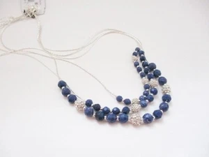 Anne Klein Triple Layered Silver Tone Light Blue Resin Bezel Necklace - Picture 1 of 5
