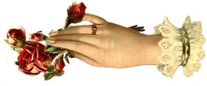 women's hand extended and holding roses, die cut paper scrap, R. Tuck - Picture 1 of 2
