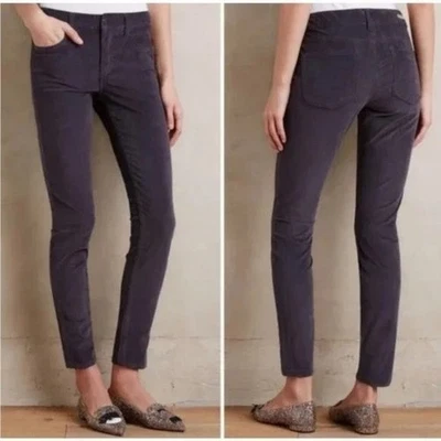 Calça de veludo cinza Anthropologie Pilcro and the Letterpress cordões serifados tamanho 26 - Imagem 1 de 4