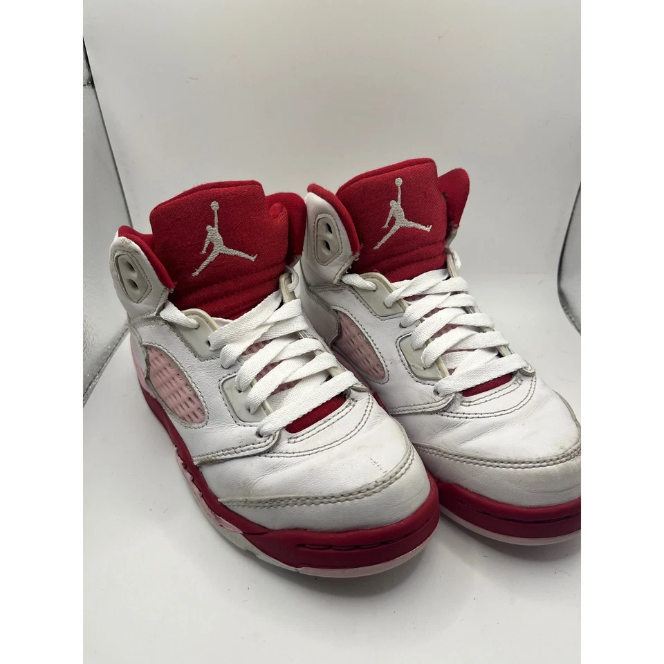 Niños Air Jordan 5 Retro Blanco Rojo Rosa Zapatos de Baloncesto TD Talla 13C 440850 105 Foto 1 de 4