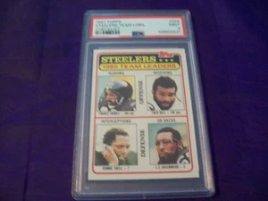 1981 TOPPS FOOTBALL #526 STEELERS TEAM LEADERS WITH FRANCO HARRIS PSA 9 - Picture 1 of 2