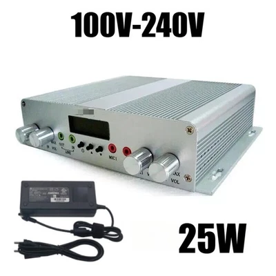 100-240V 25W FM Radio Transmitter Stereo PLL Broadcast Station 12V 6A 88-108MHz - Image 1 of 4