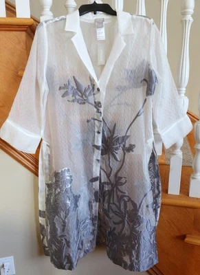 NEW $169 TRAVELERS Sheer Dressy LONG JACKET Holidays Vacation CHICO'S Size 1 (M) - Image 1 of 4