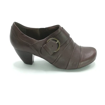 Zapatos Bare Traps Mujer Shootie Botín Tasha Marrón Cuero Tacón Hebilla Lateral 8 Foto 1 de 4