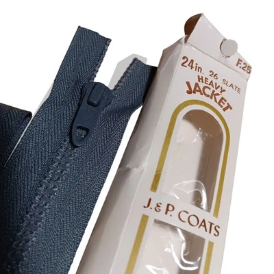Separating Zipper J&P Coats Heavy Jacket Zipper 24" Slate 24 Blue Metal Jacket - Image 1 of 4