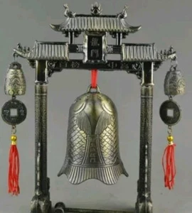 Old Collectible Decoration Copper Carving Vivid Dragon Wonderful Chimes Fish NR - Picture 1 of 8