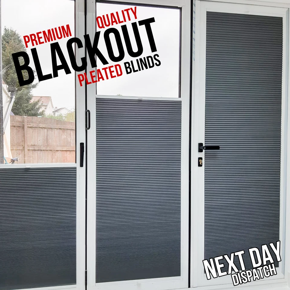 BLACKOUT Frameless and easy to fit PLEATED BLINDS for bi-fold door Honeycomb - Image 1 of 4