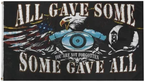 3X5 USA Eagle Pow All Gave Some Some Gave All 3'x5' 100D Woven Poly Nylon Flag - Picture 1 of 4