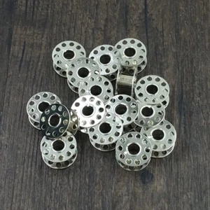 12pk 10 Hole Metal Bobbins For Singer Brother Sewing Machine  - Picture 1 of 3