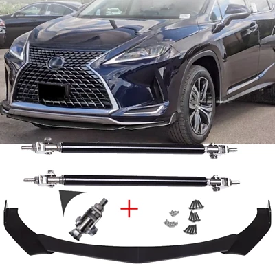 For Lexus RX 300 350 450 Front Bumper Lip Spoiler /Splitter Strut Rods Glossy Foto 1 de 4